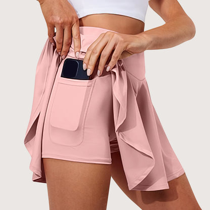 Women'S Stretch Yoga Skirt Printed Athletic Shorts Lightweight High Waisted Skirt with Pockets Women'S Simple Sports Skirt